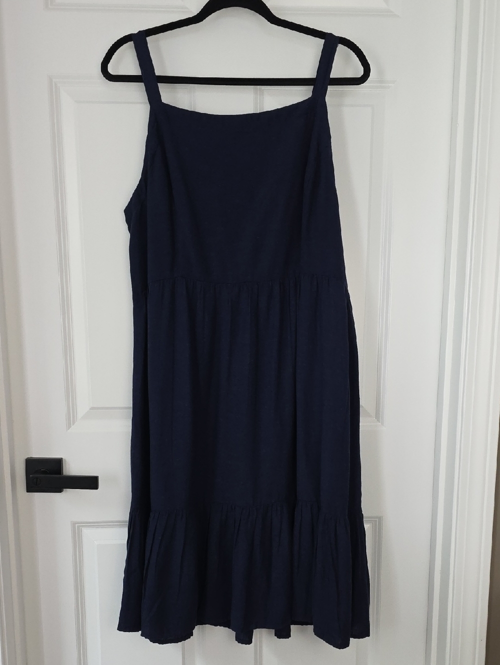 Old Navy Linen Cotton Blend Summer Dress Smocked Back/ Adjustable Straps Size XL